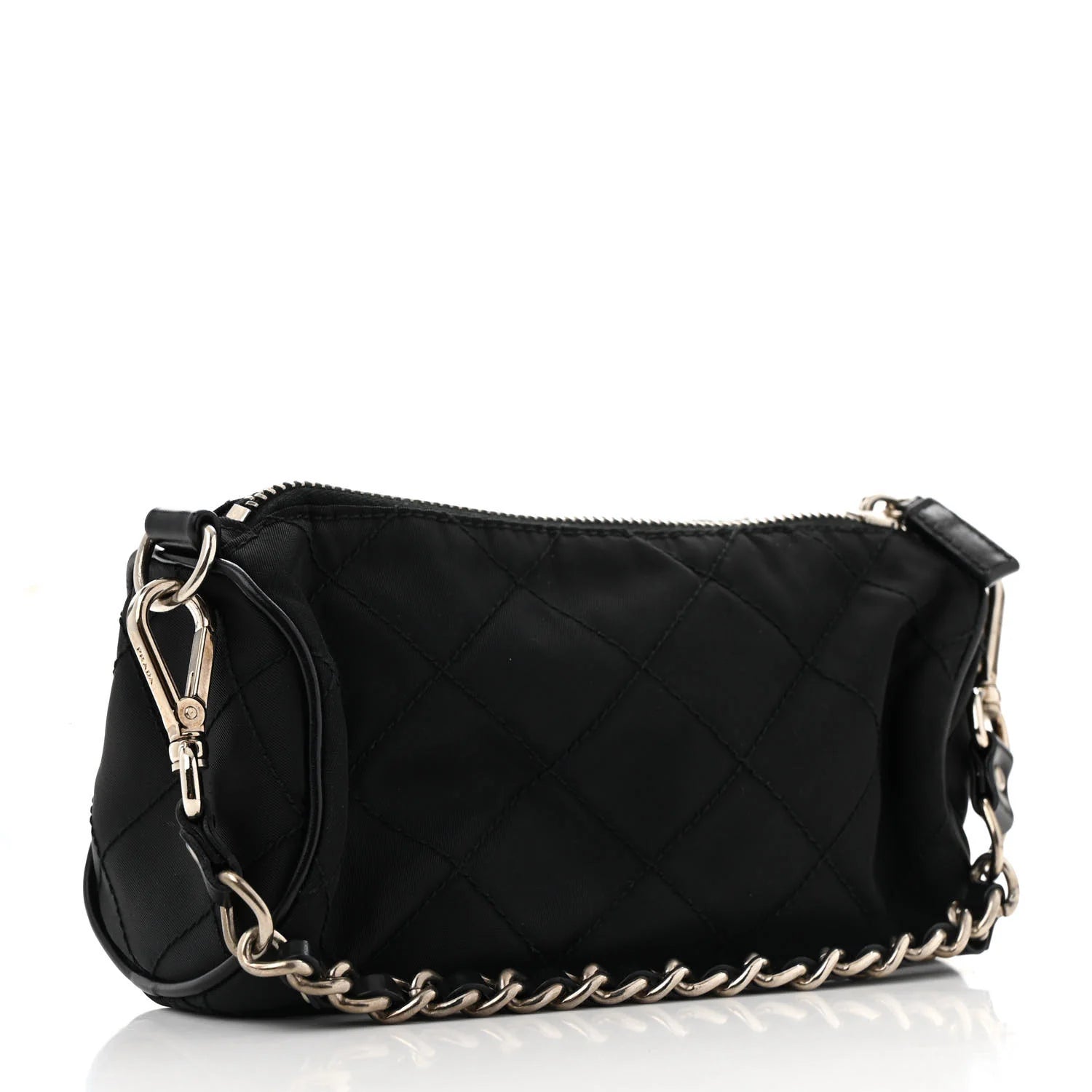 Tessuto Nylon Saffiano Impunturato Quilted Barrel Pochette Black