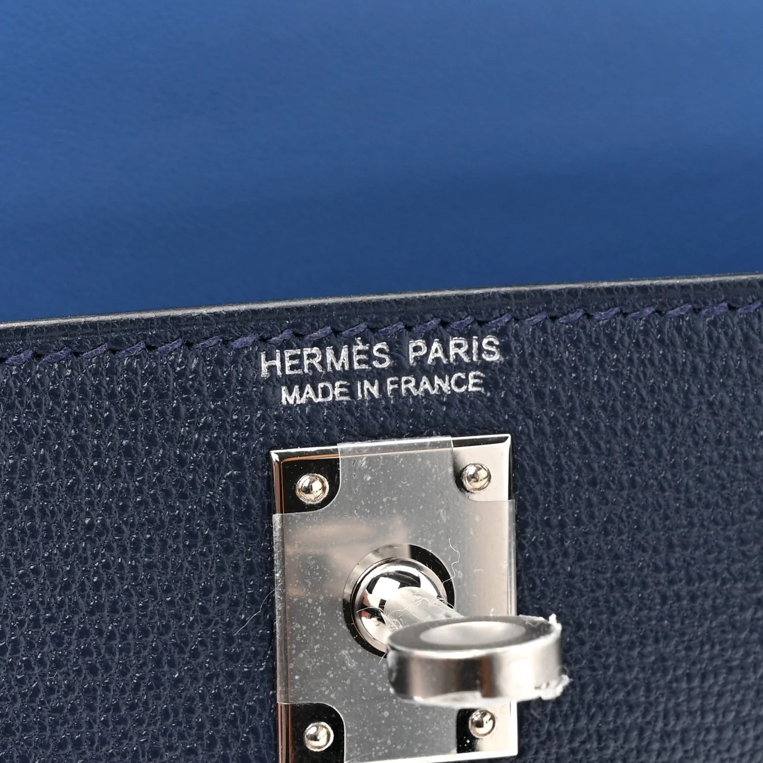 Chevre Mysore Verso Mini Kelly Sellier 20 Bleu Navy Bleu Zellige