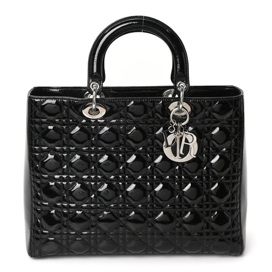 Patent Cannage Large Lady Dior Black