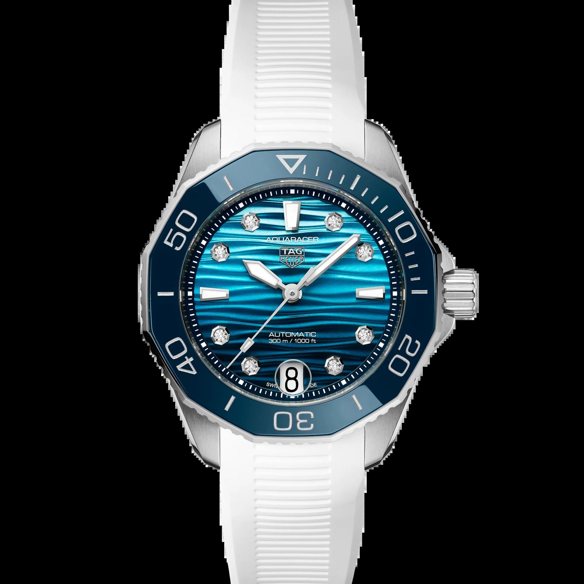 Unworn  Aquaracer Professional 300 Date, Stainless Steel Set with Diamonds, Ref# WBP231N.FT6234, Box & Papers