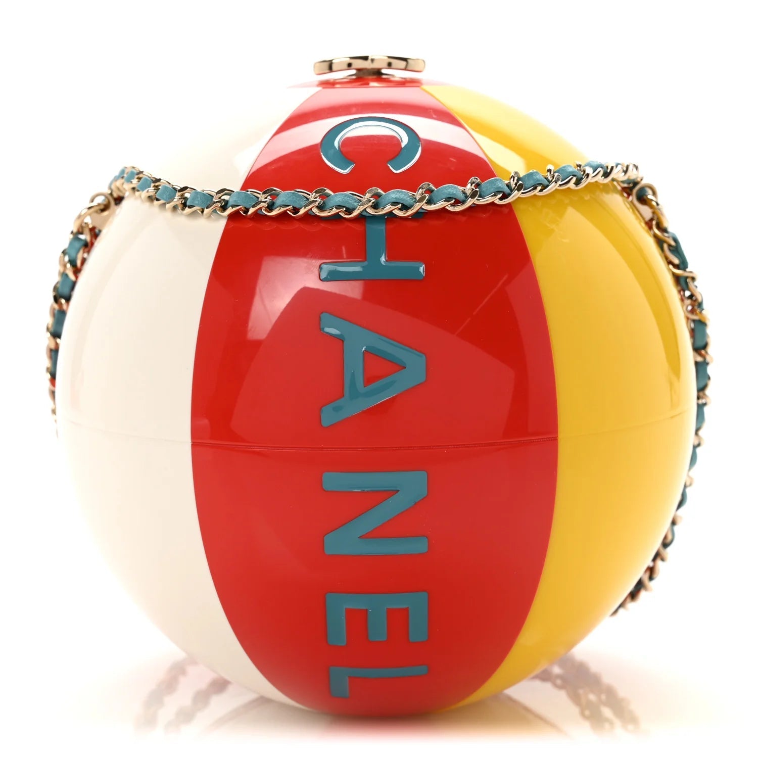 Plexiglass Coco Beach Ball Minaudiere Clutch Red White Yellow Blue