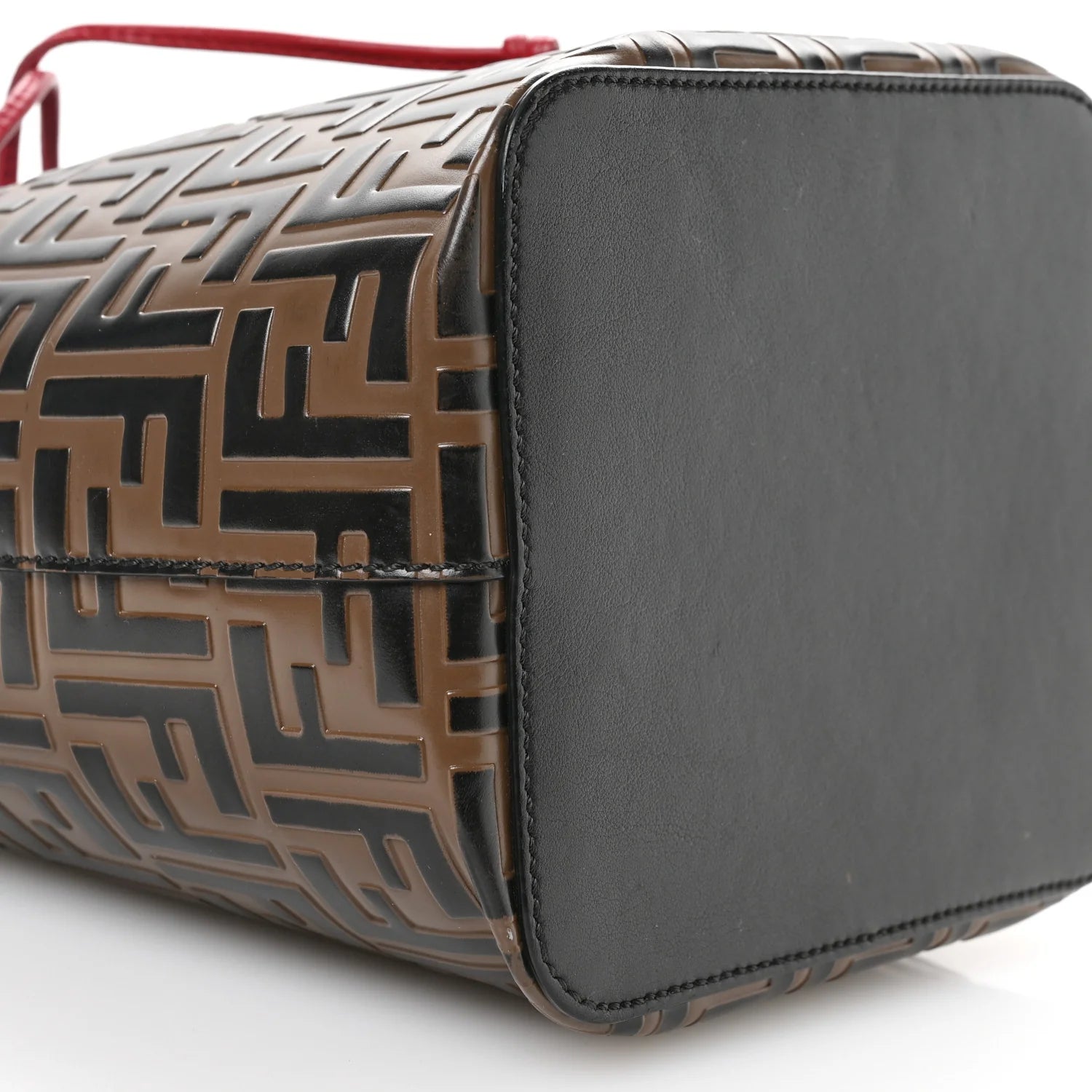 Vitello Grace F Is  Bi-Color FF 1974 Embossed Grande Mon Tresor Bucket Bag Maya Black Fragola