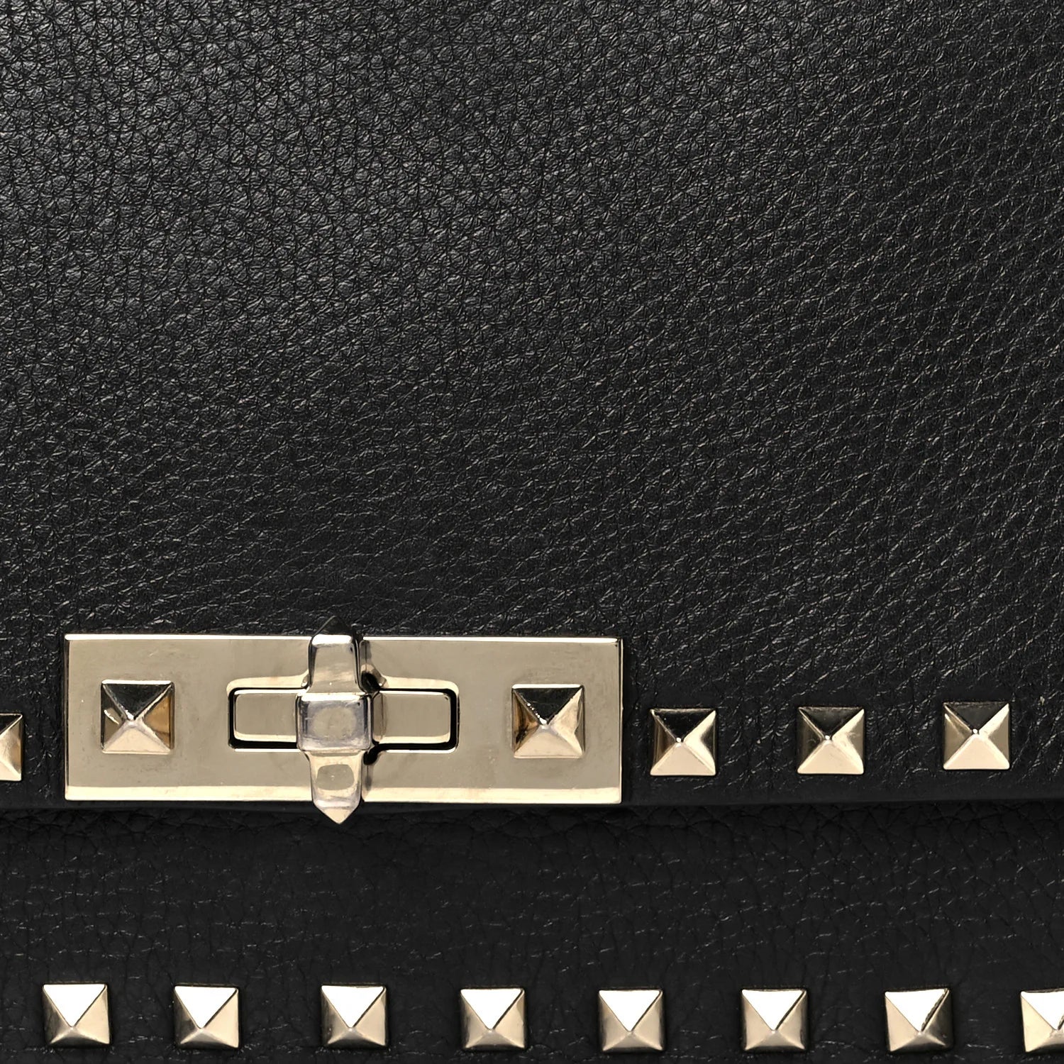 Pebbled Calfskin Small Rockstud Crossbody Flap Bag Black