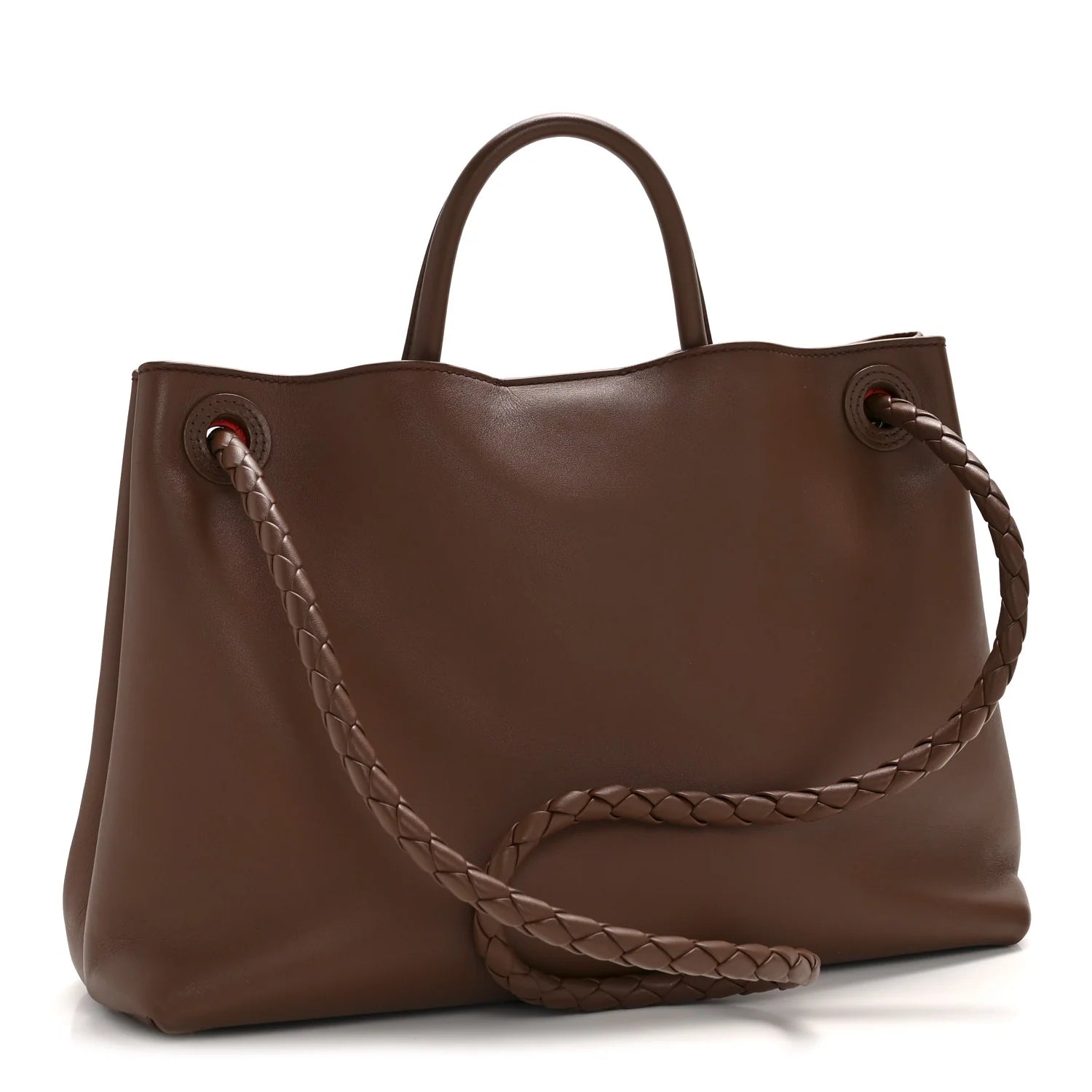 Silky Calfskin Medium Andiamo Shoulder Bag Sapele Redstone