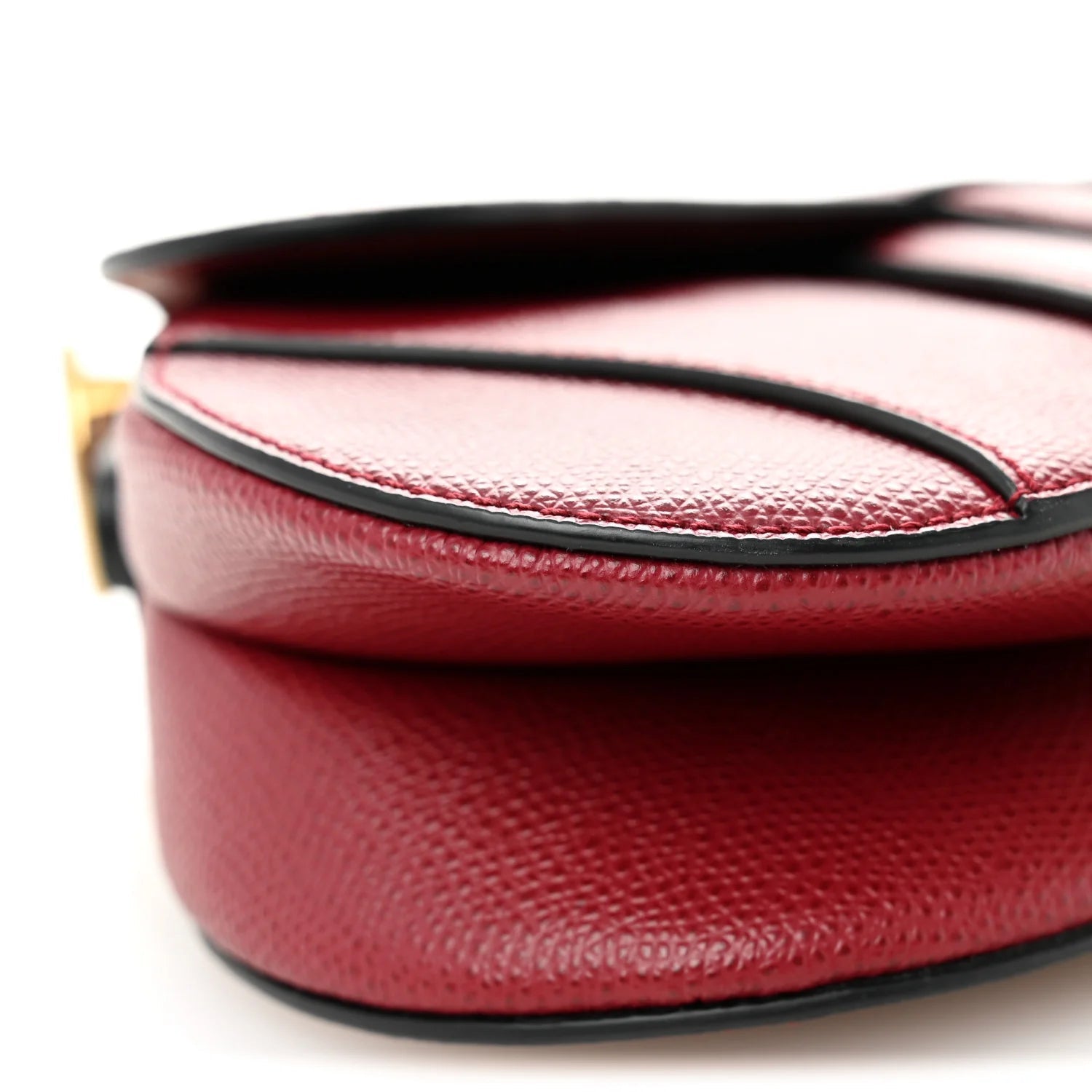 Grained Calfskin Mini Saddle Bag Red