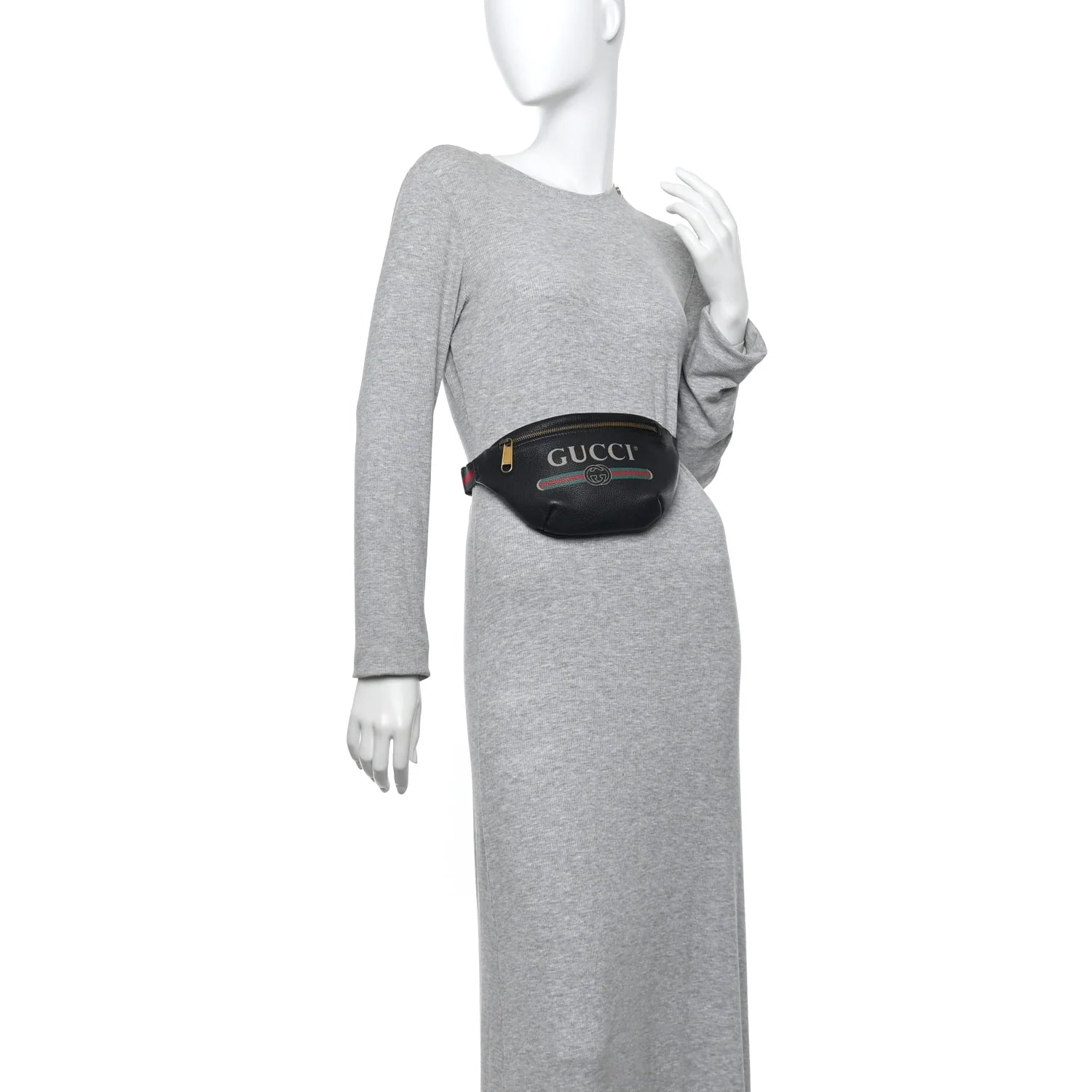 Grained Calfskin Small Logo Belt Bag Black