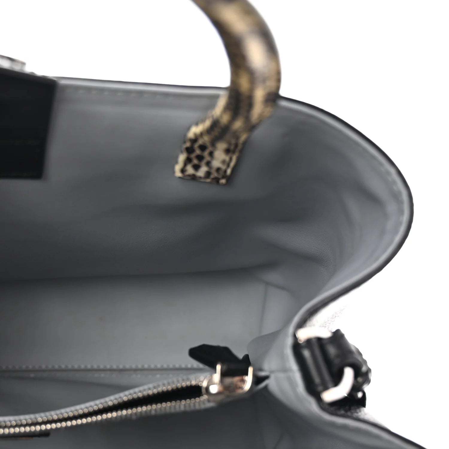 Vitello Dolce Elaphe Petite 2Jours Tote Black Polvere