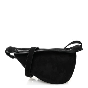 Suede Small Slouchy Banana Bag Black