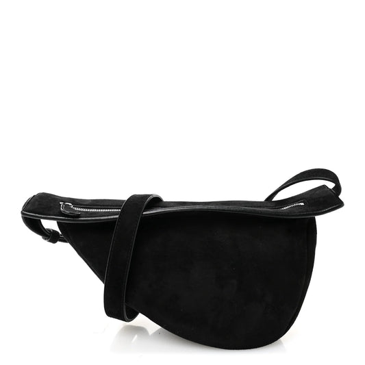 Suede Small Slouchy Banana Bag Black