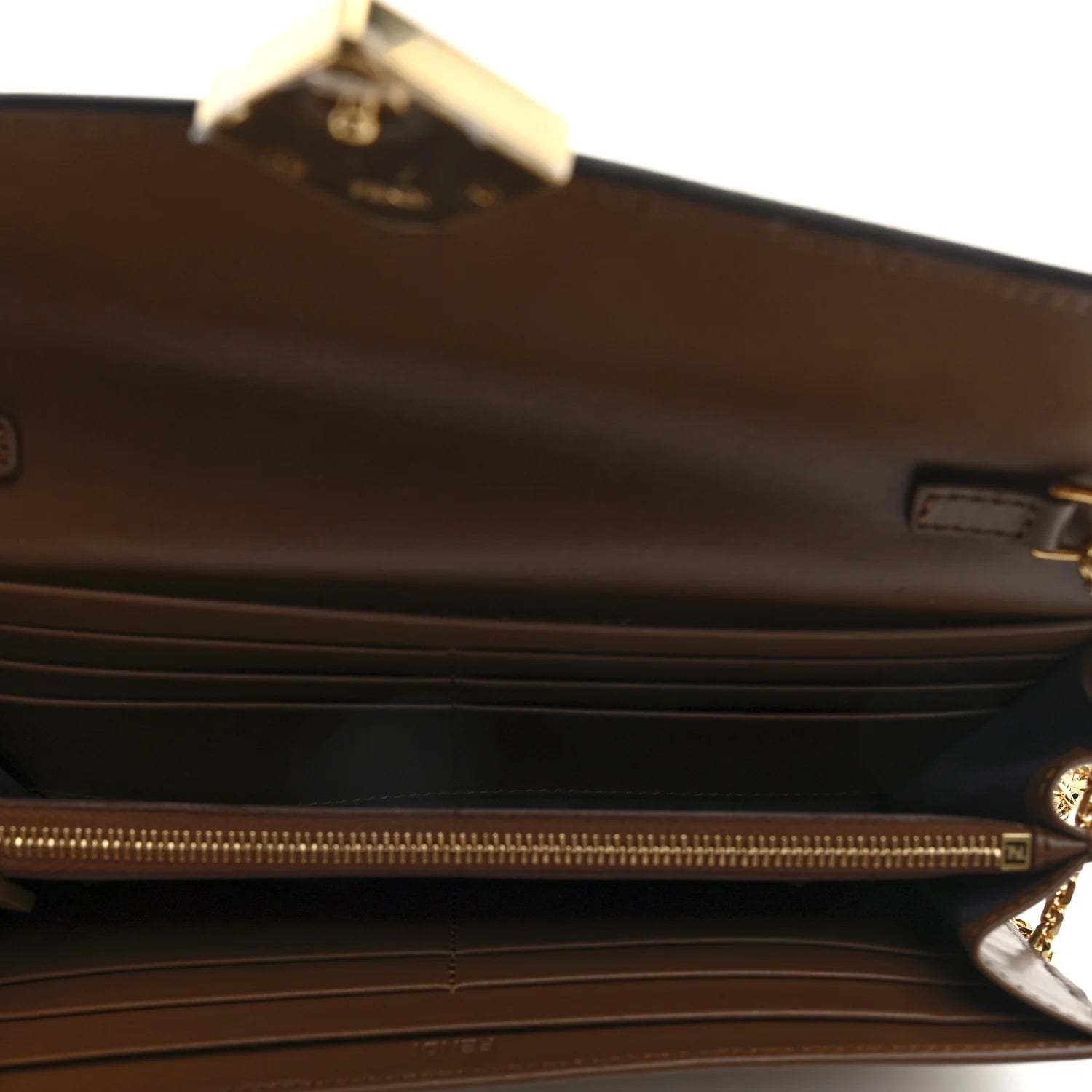 Vitello King Cruise FF Diamonds Continental Envelope Wallet on Chain Gianduia