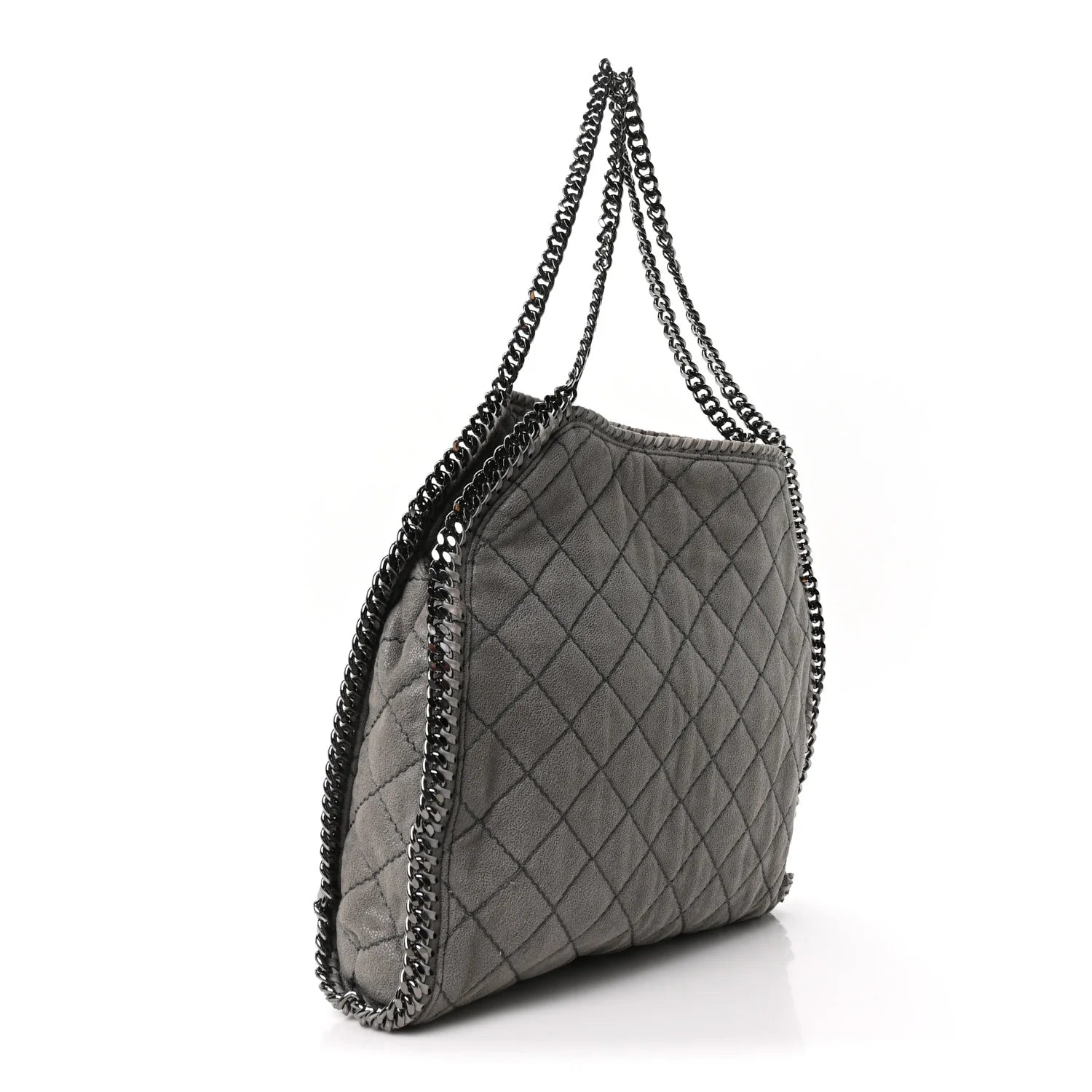 Shaggy Deer Quilted Small Falabella Tote Light Grey