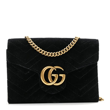Velvet Matelasse GG Marmont Chain Wallet Black