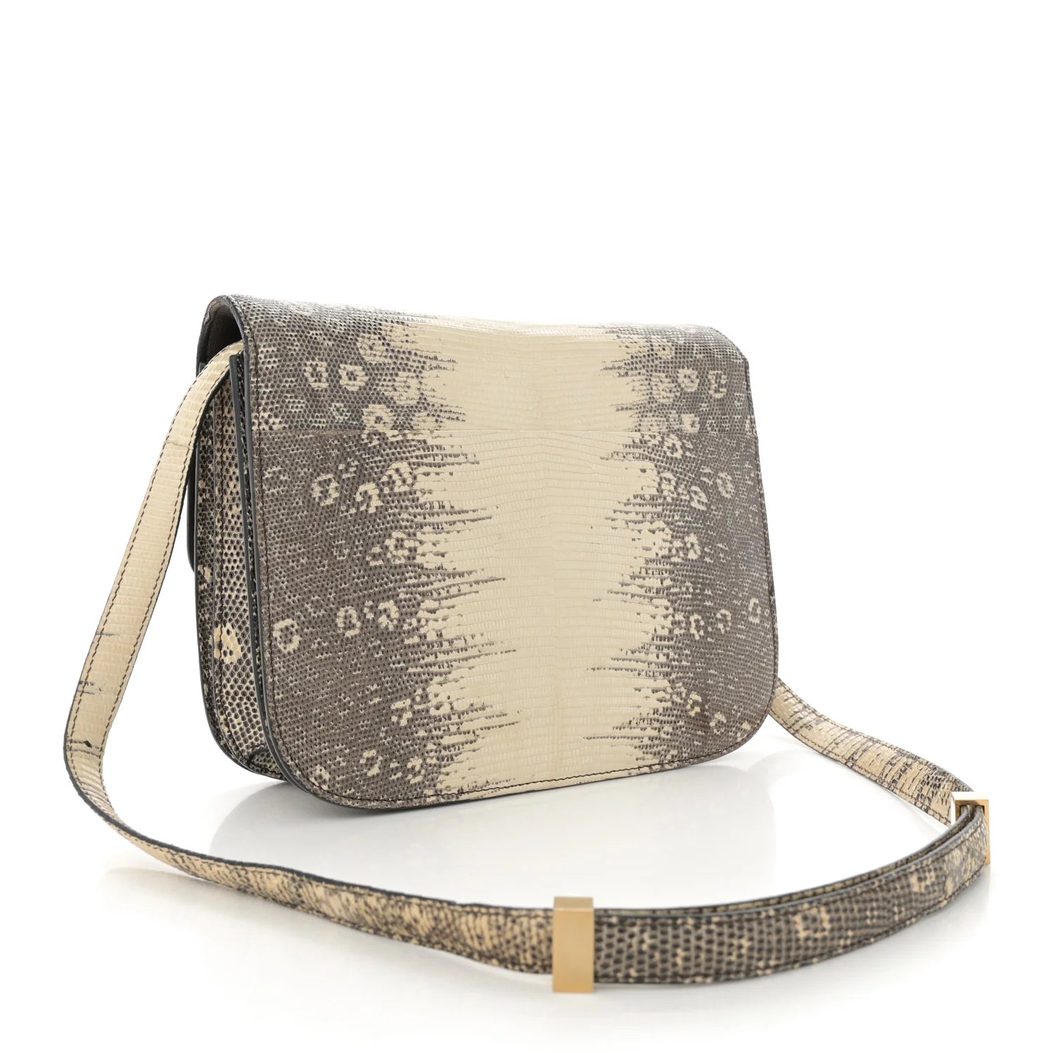 Lizard Medium Classic Box Flap Bag Natural