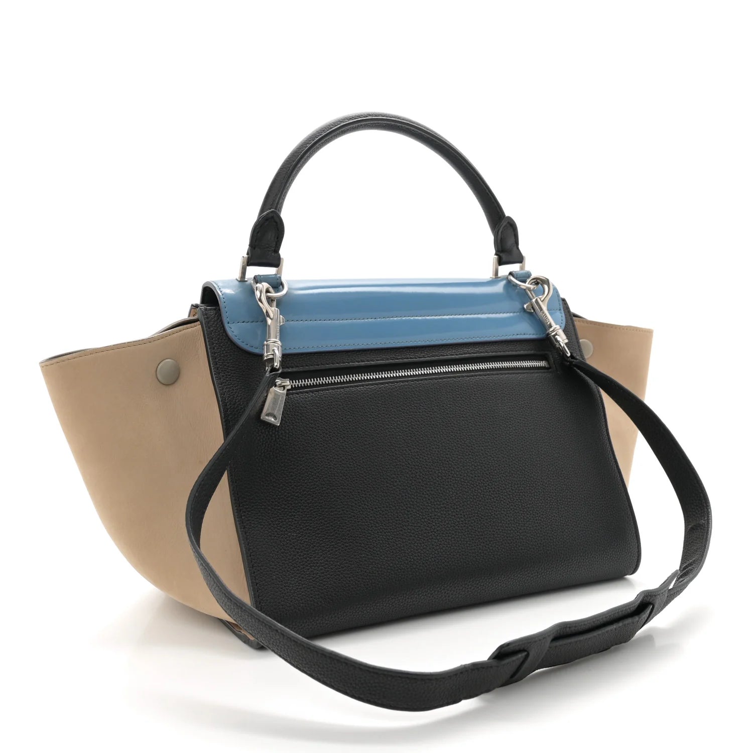 Smooth Calfskin Medium Tri-Color Trapeze Blue