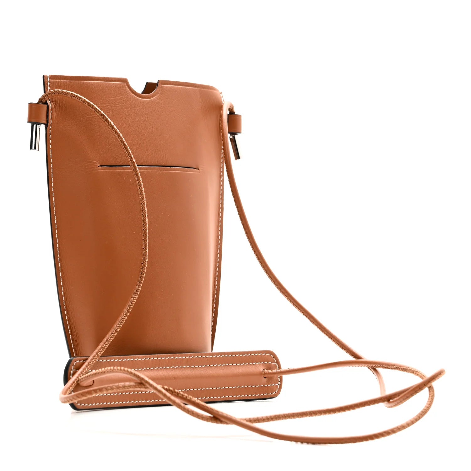 Smooth Calfskin Anagram Phone Pouch Tan