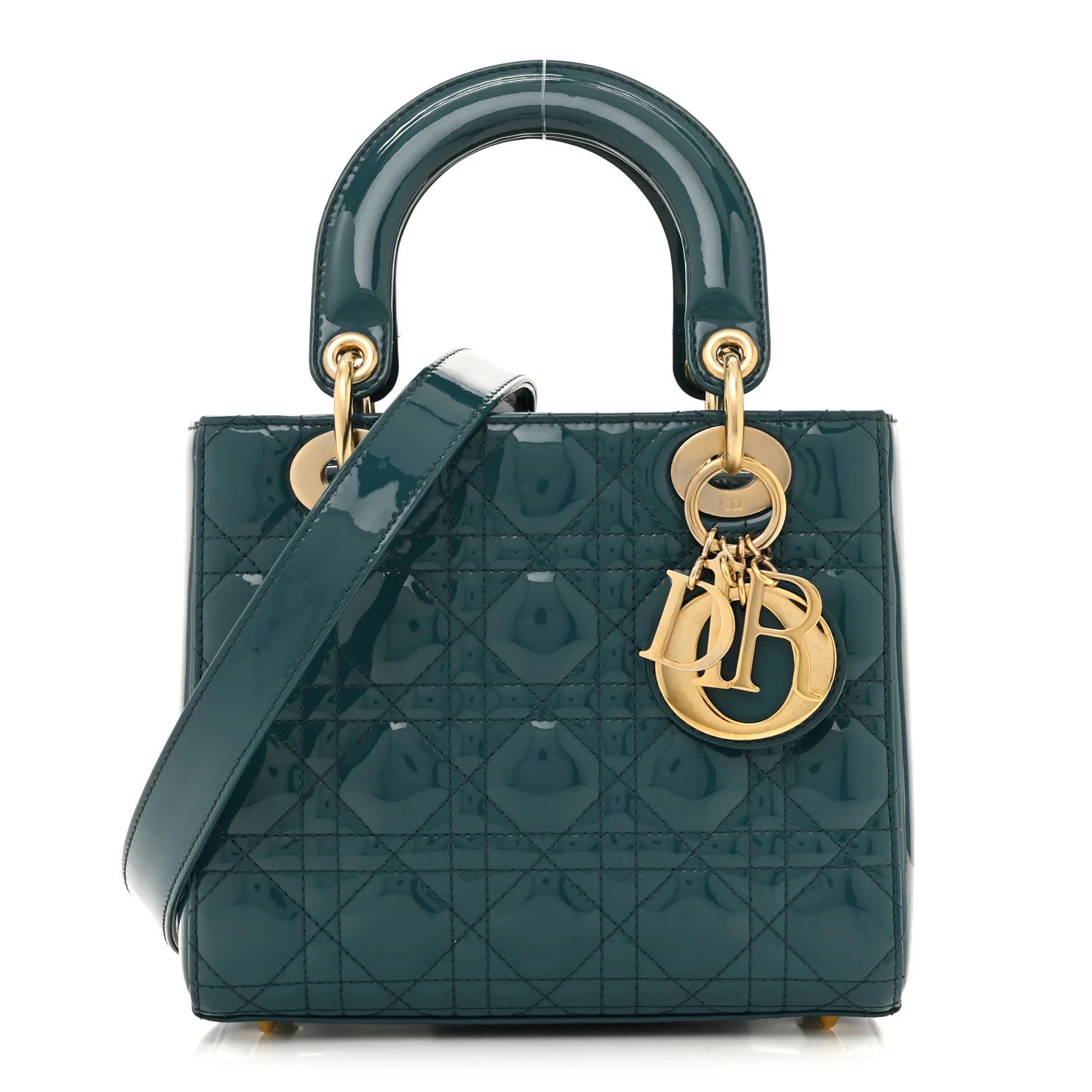 Patent Cannage Small Lady Dior Turquoise