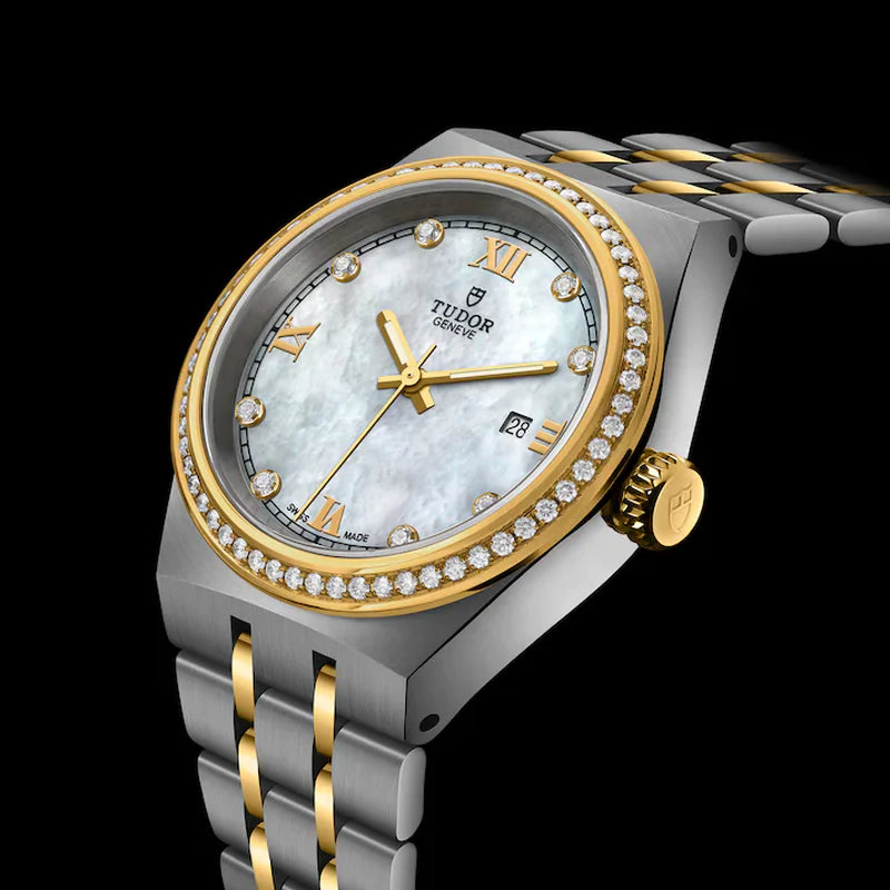 Royal, Stainless Steel, 18K Yellow Gold and Diamond-Set Dial with Diamond-Set Bezel, 28Mm, Ref# M28323-0001