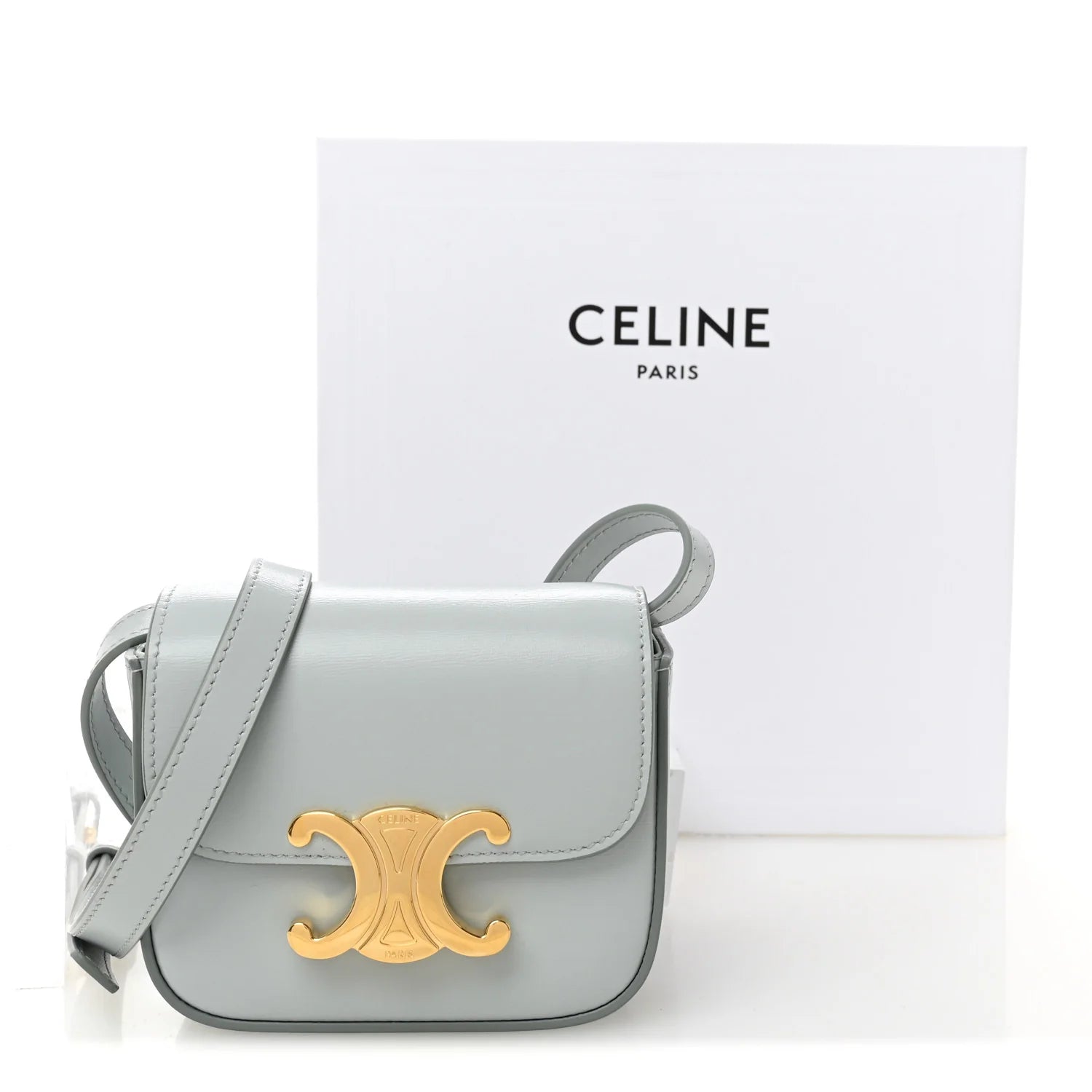 Shiny Calfskin Mini Claude Soft Blue