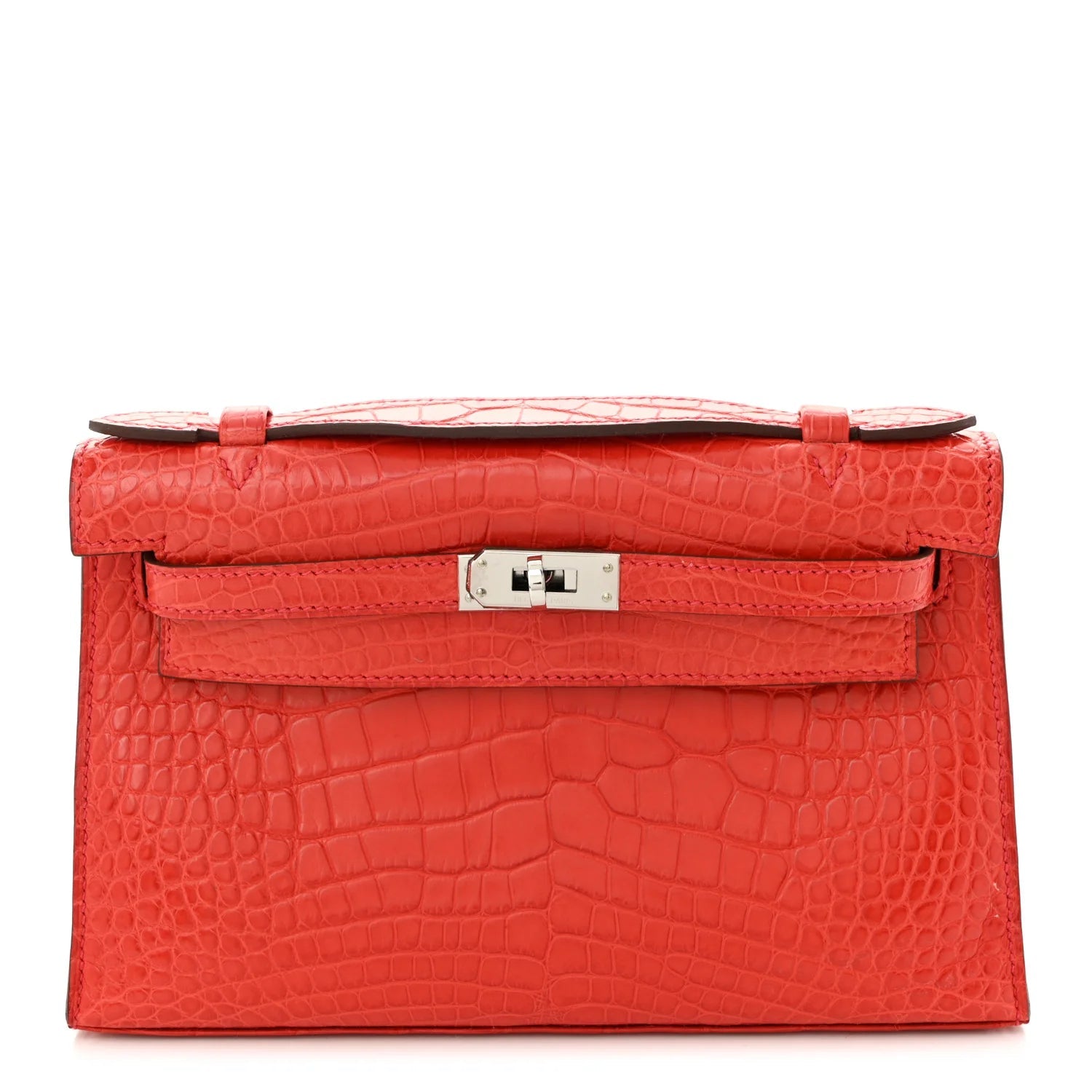 Matte Alligator Kelly Pochette Bougainvillea