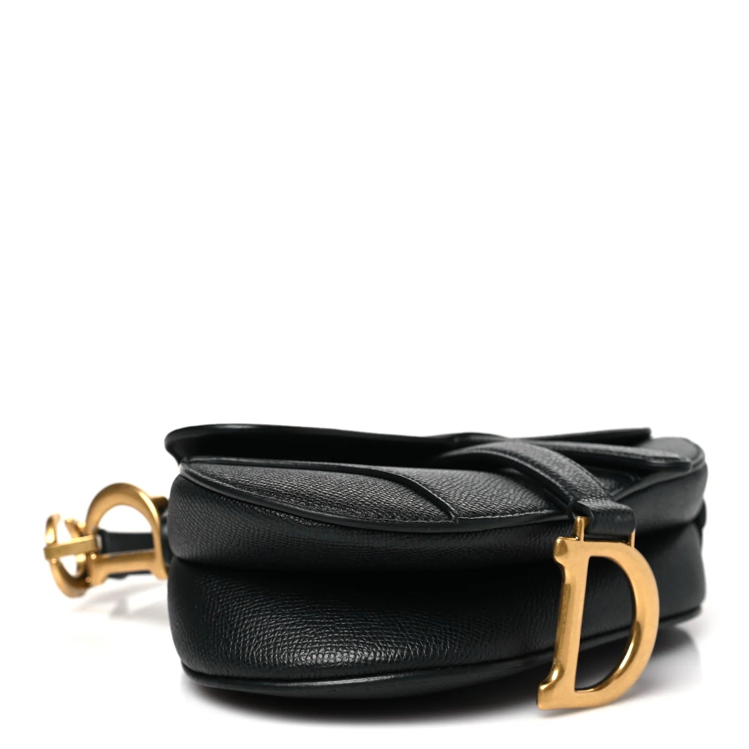 Grained Calfskin Mini Saddle Bag Black