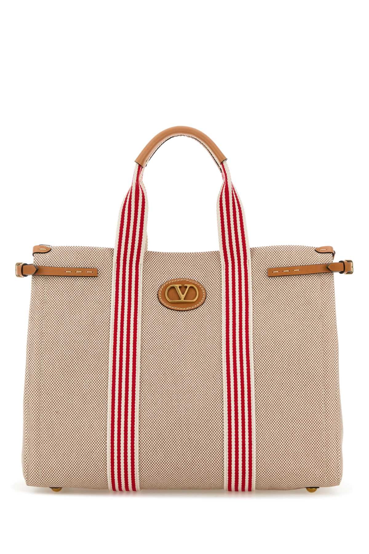 TWO-TONE CANVAS VLOGO SHOPPING BAG