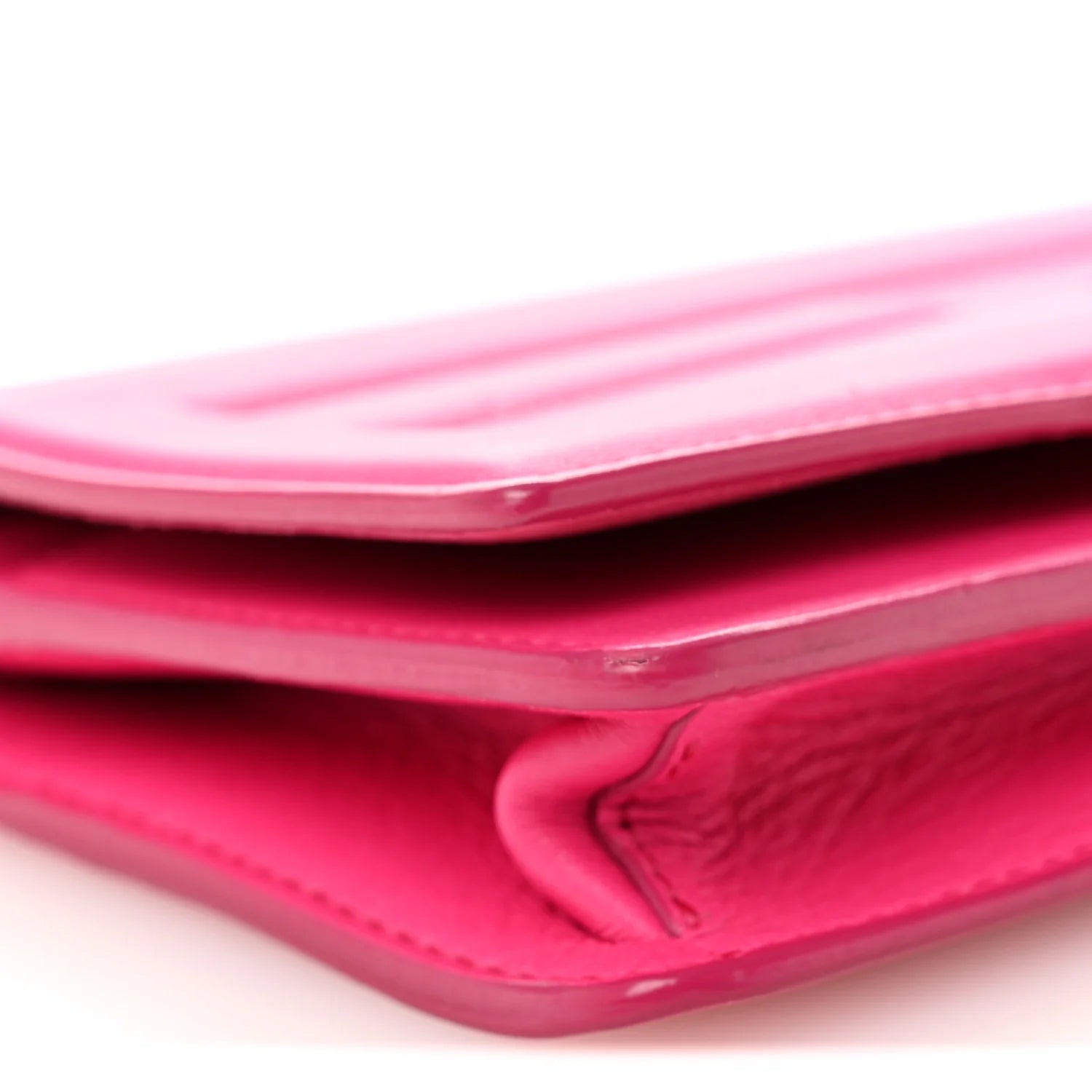 Vitello Flamingo Tube Wallet on Chain Fuchsia