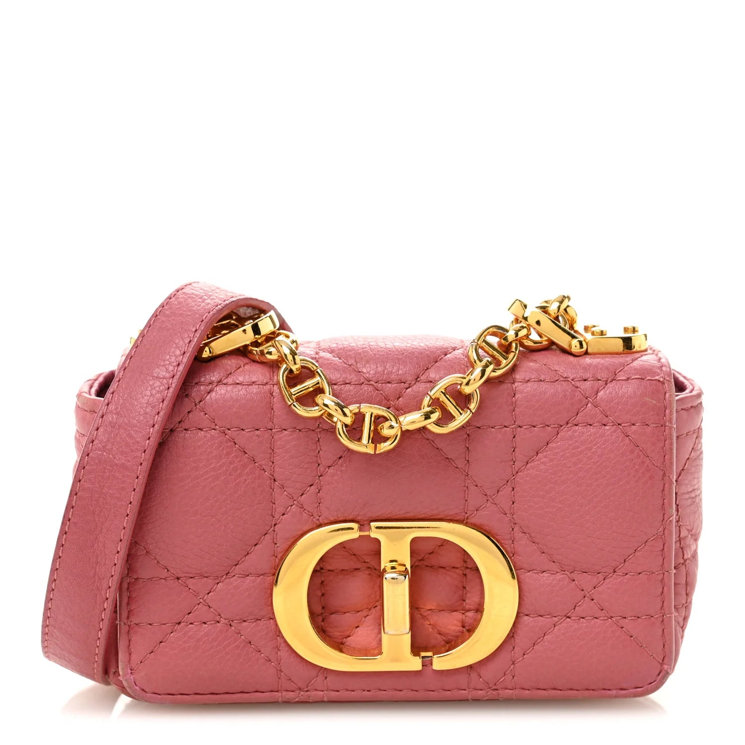 Supple Calfskin Cannage Micro Caro Bag Pink