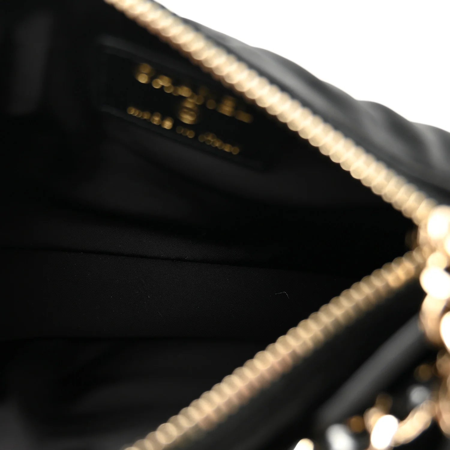 Velvet Effect Nylon Shiny Crumpled Calfskin Mini Quilted  25 Clutch with Chain Black