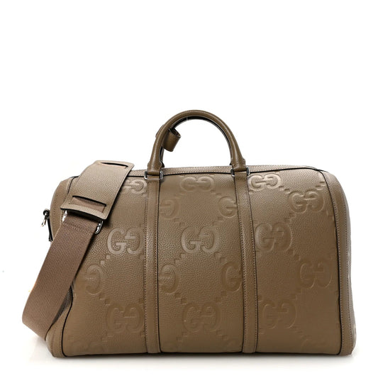 Piuma Calfskin Jumbo GG Embossed Large Duffle Bag Good Taupe