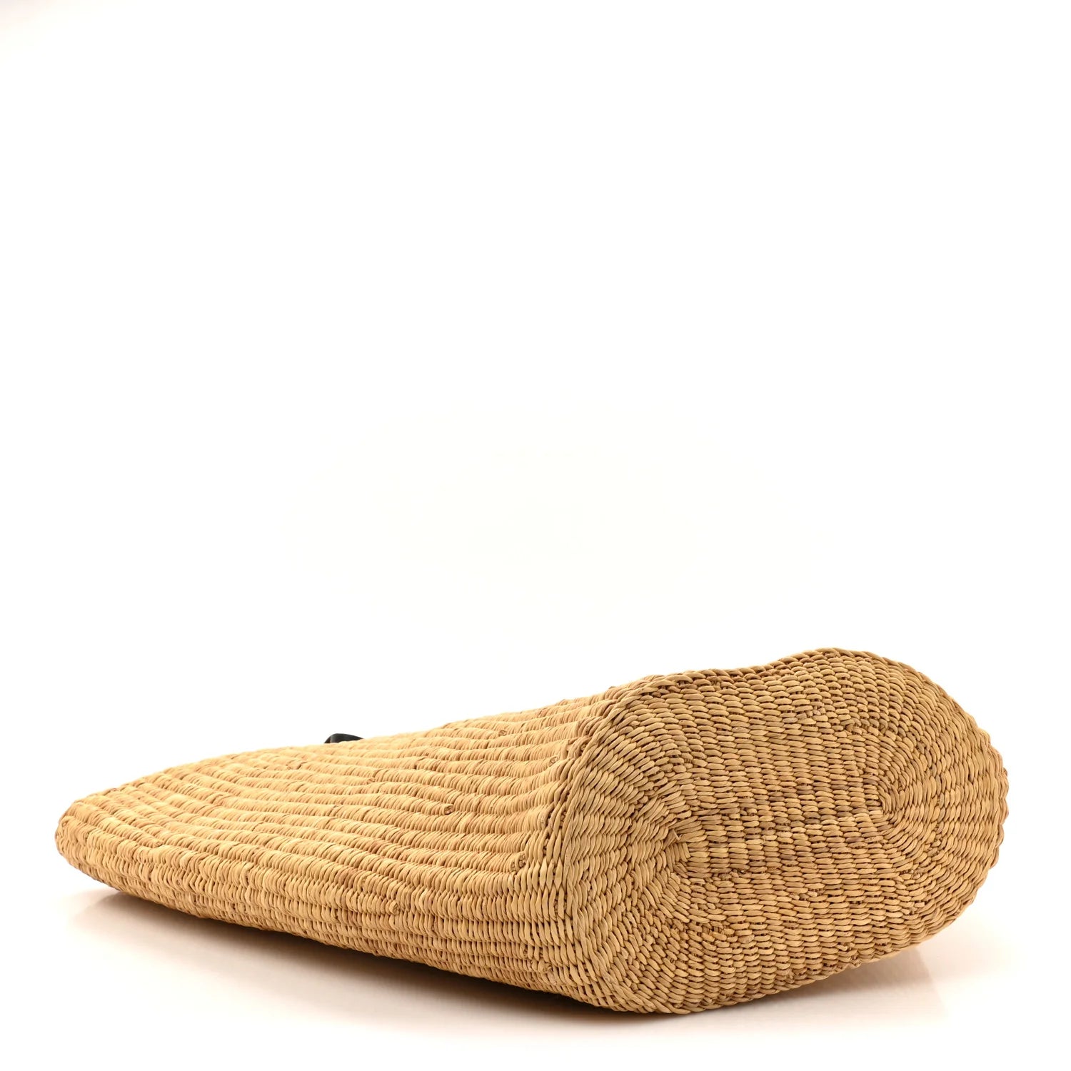 Raffia Calfskin Shell Basket Tote Natural Pecan