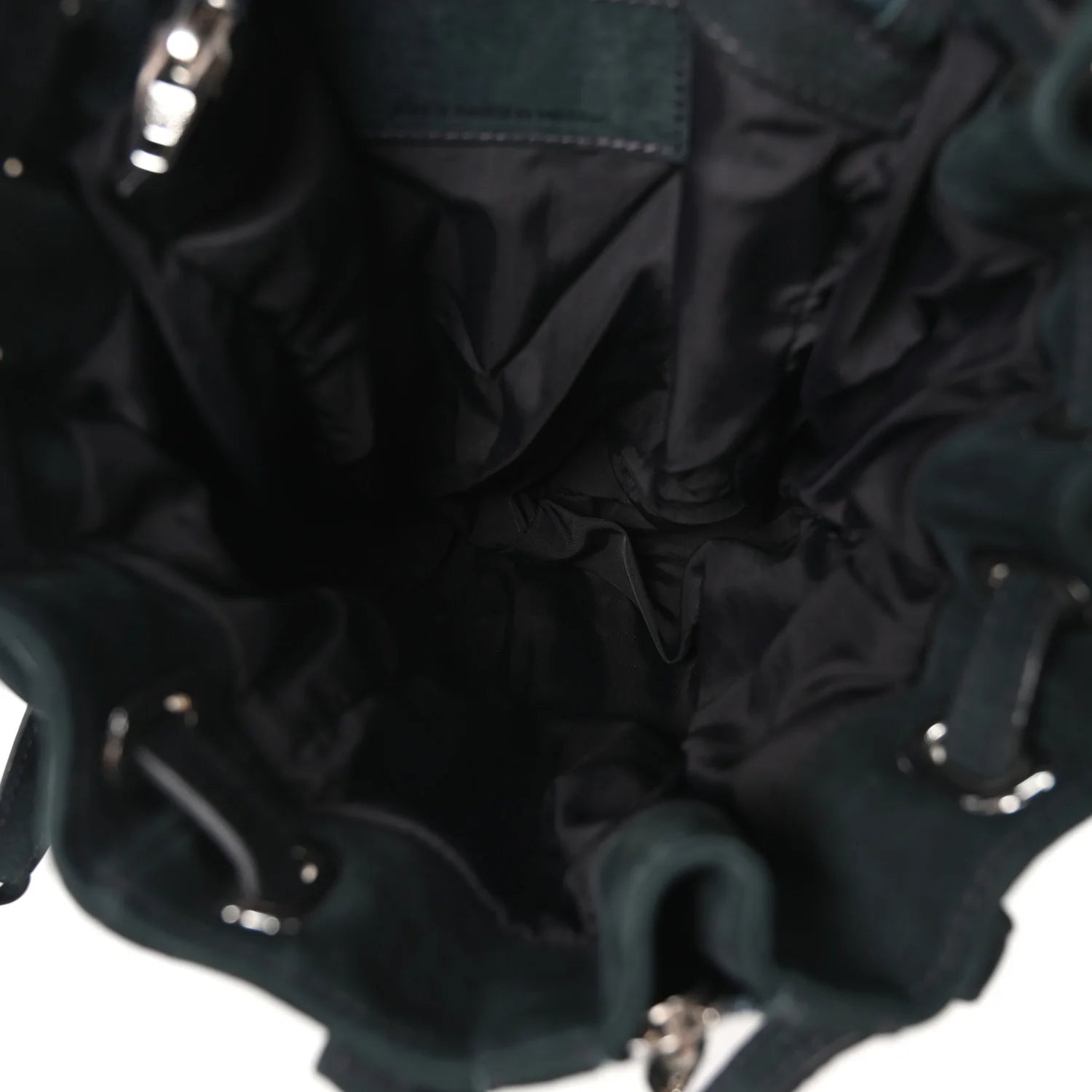 Nubuck Mini Marti Backpack Green Rhodium Hardware