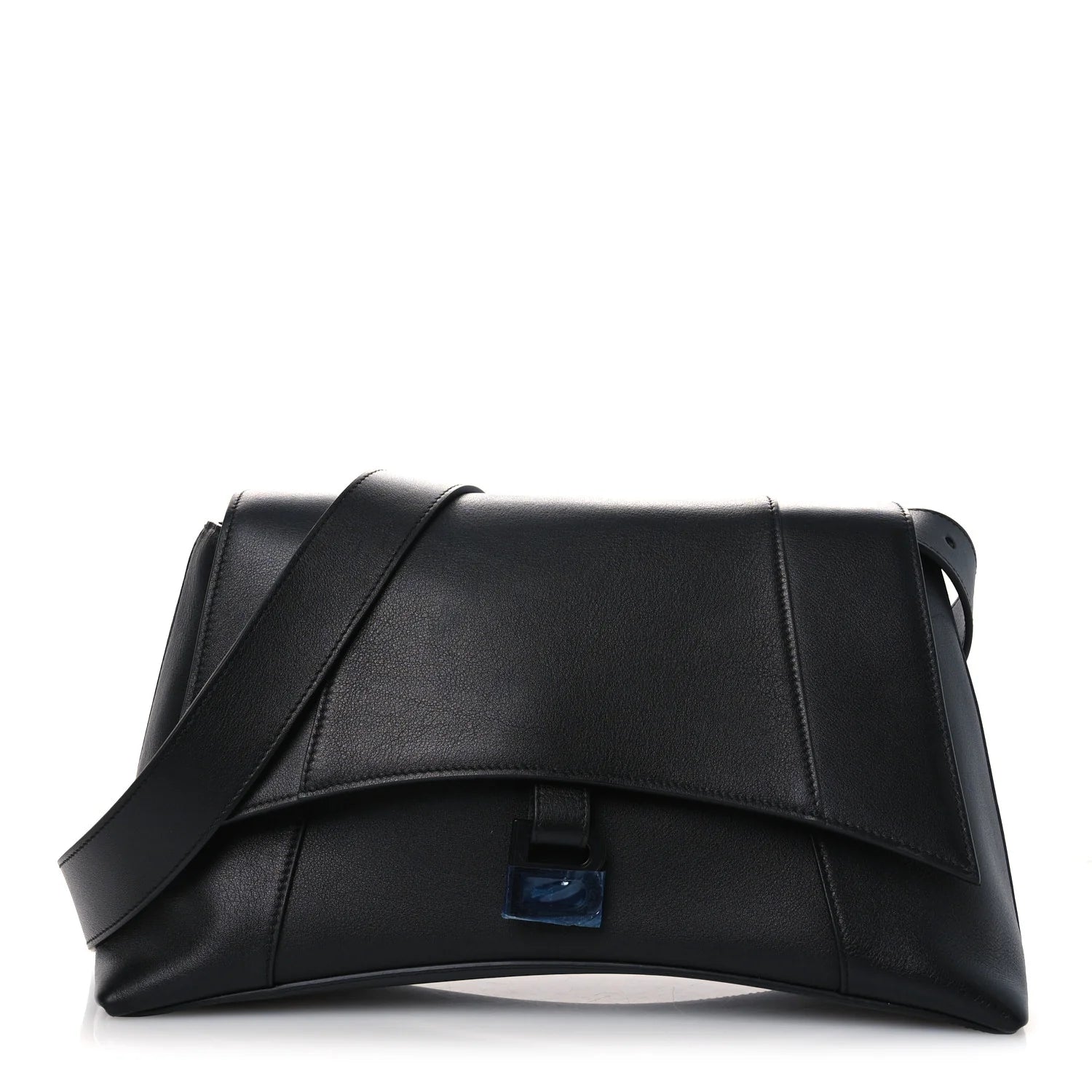 Semi Shiny Smooth Calfskin Monochrome M Downtown Shoulder Bag Black