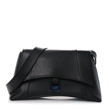 Semi Shiny Smooth Calfskin Monochrome M Downtown Shoulder Bag Black