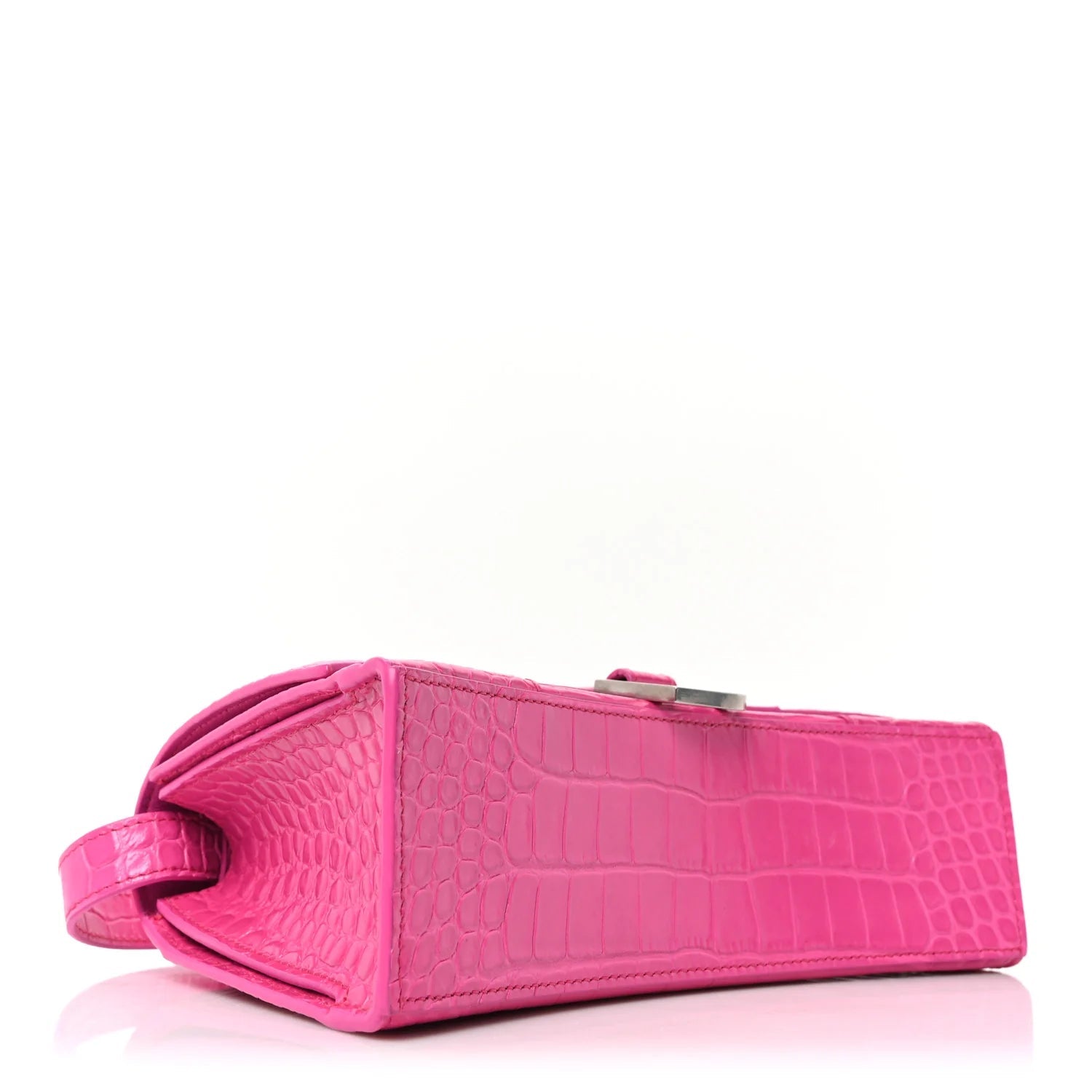 Shiny Calfskin Crocodile Embossed Small Hourglass Sling Shoulder Bag Fuchsia