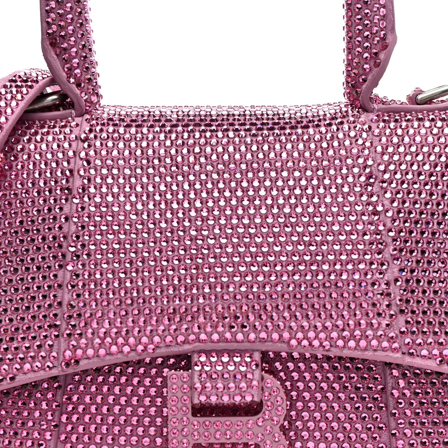 Strass Suede Hourglass Top Handle Bag XS Pink