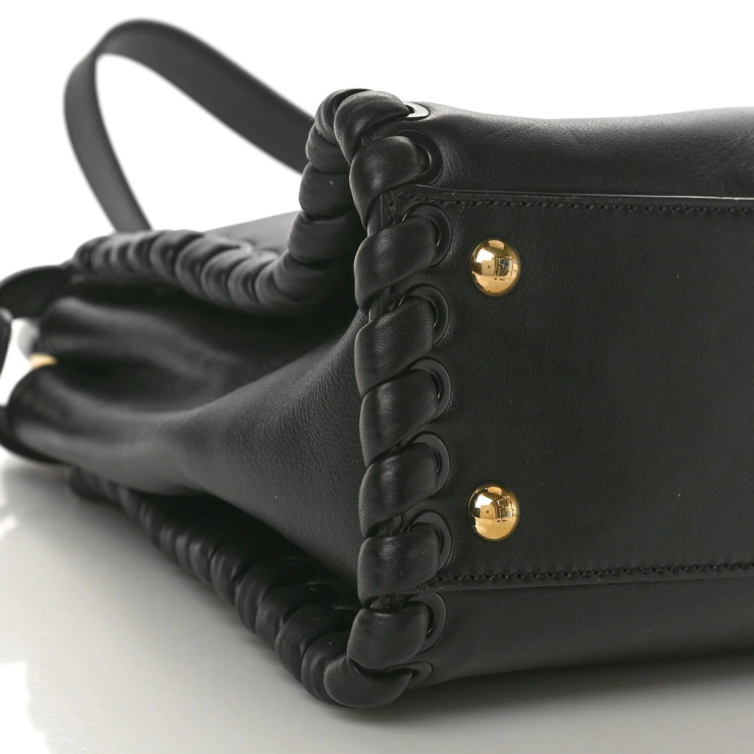 Vitello Seta Lace up Medium Peekaboo Iconic Satchel Black