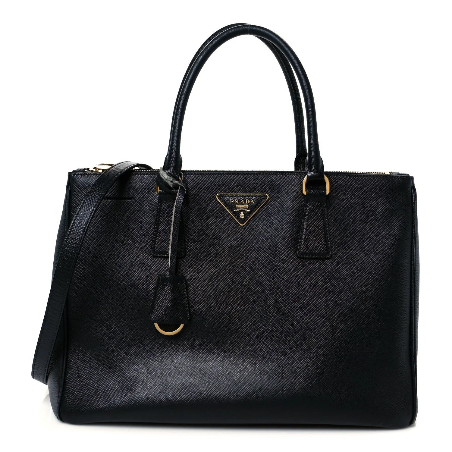 Saffiano Medium Galleria Double Zip Tote Black