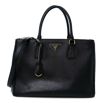 Saffiano Medium Galleria Double Zip Tote Black