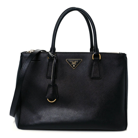 Saffiano Medium Galleria Double Zip Tote Black