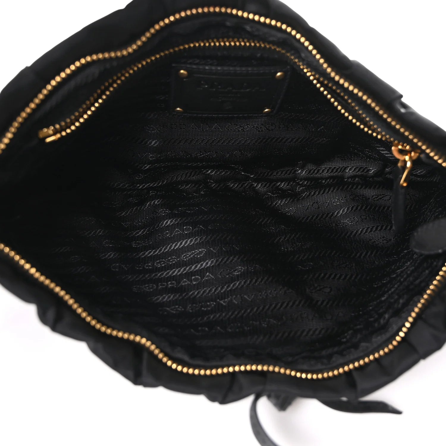 Tessuto Nylon Whipstitch Grommet Tassel Shoulder Bag Black