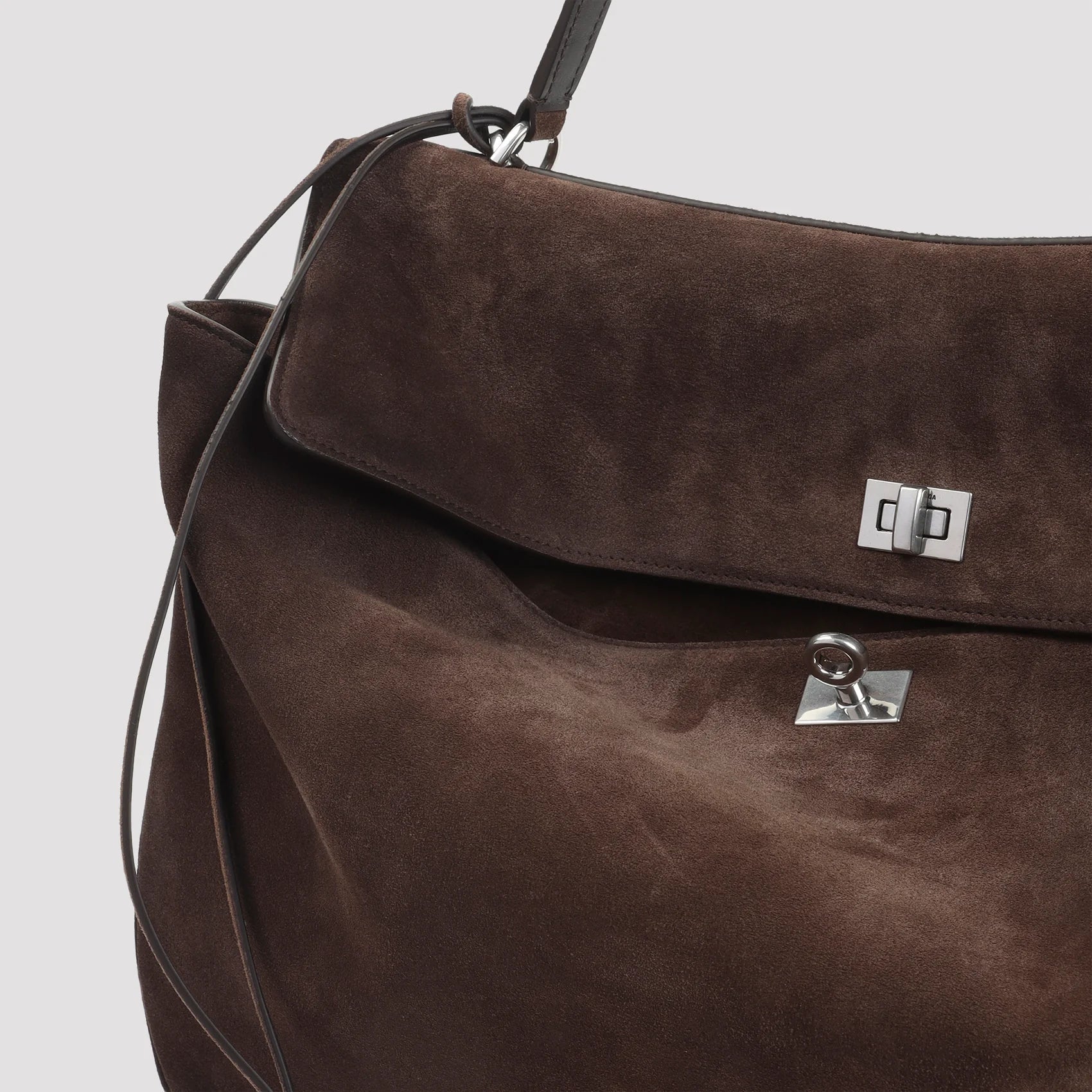 DARK BROWN SUEDE LARGE RODEO HANDBAG