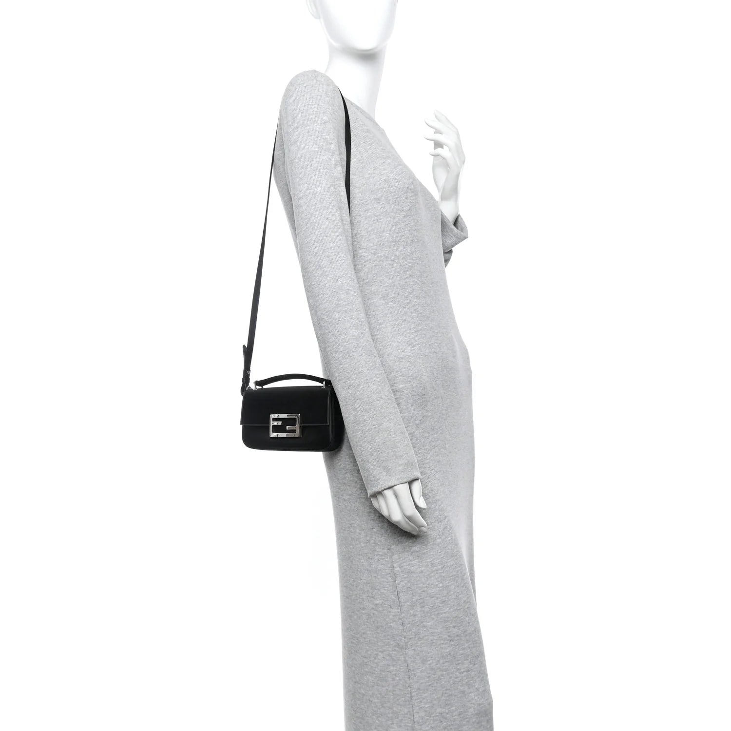 Silk Satin Phone Baguette Black