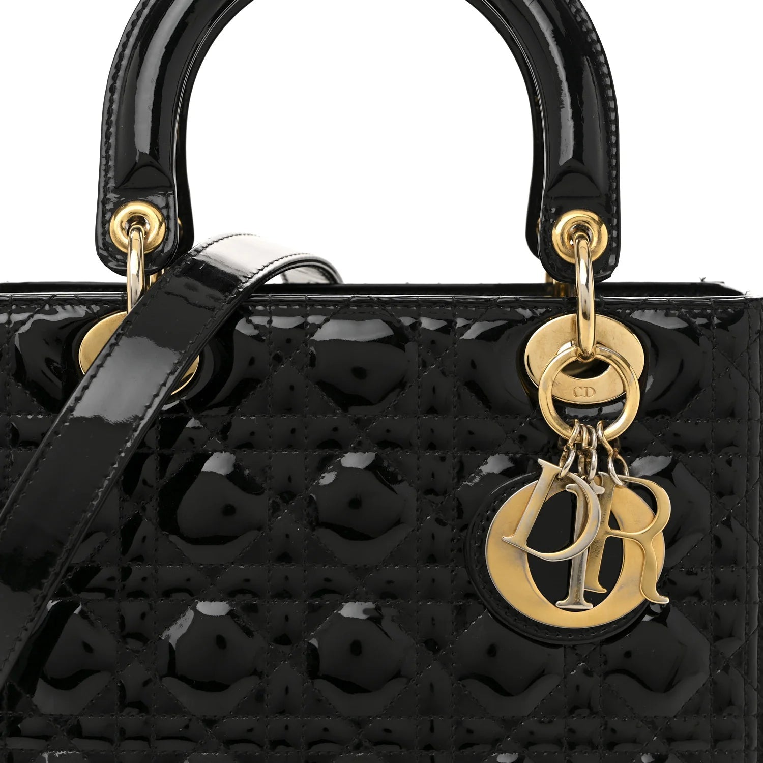 Patent Cannage Medium Lady Dior Black