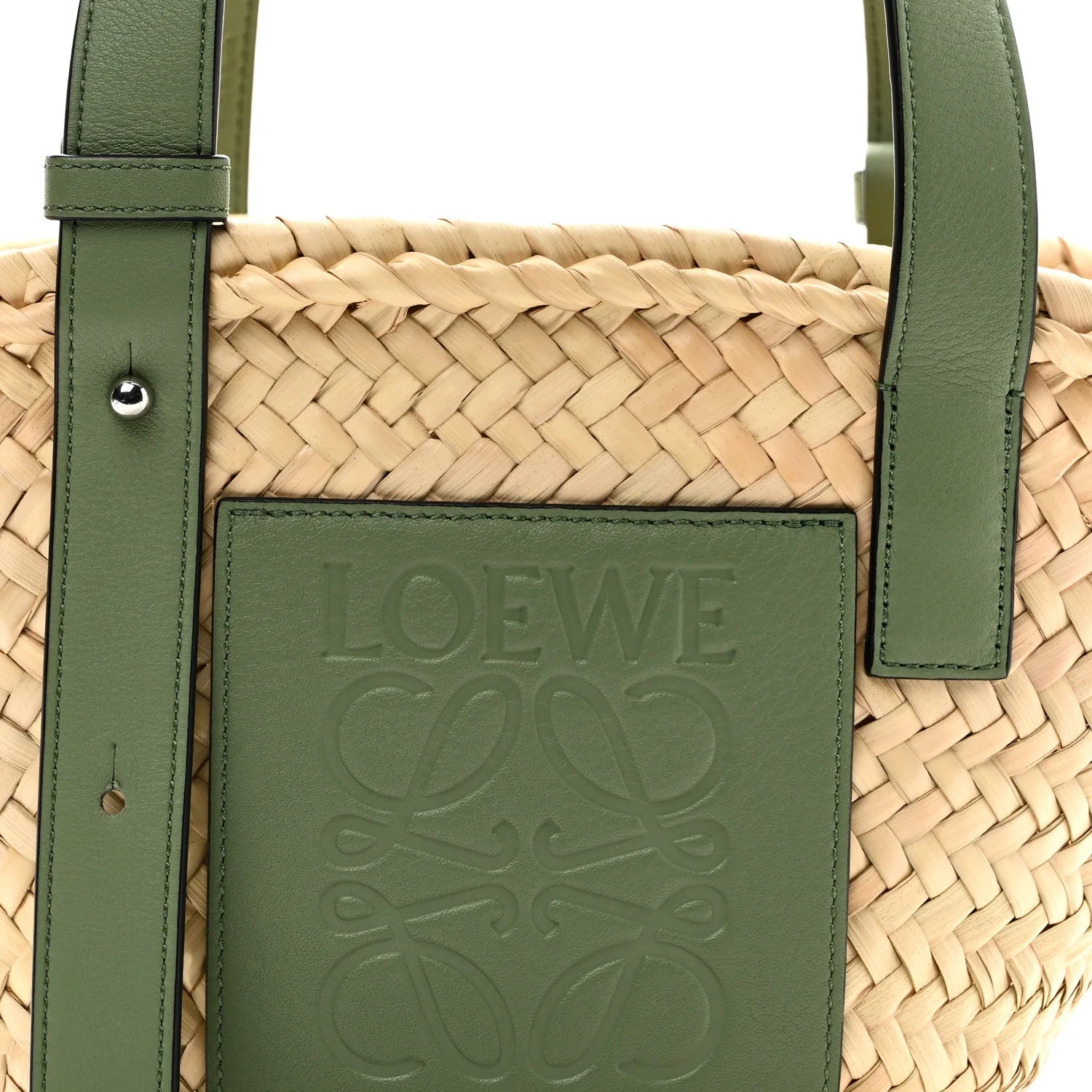 Raffia Small Basket Tote Bag Natural Green