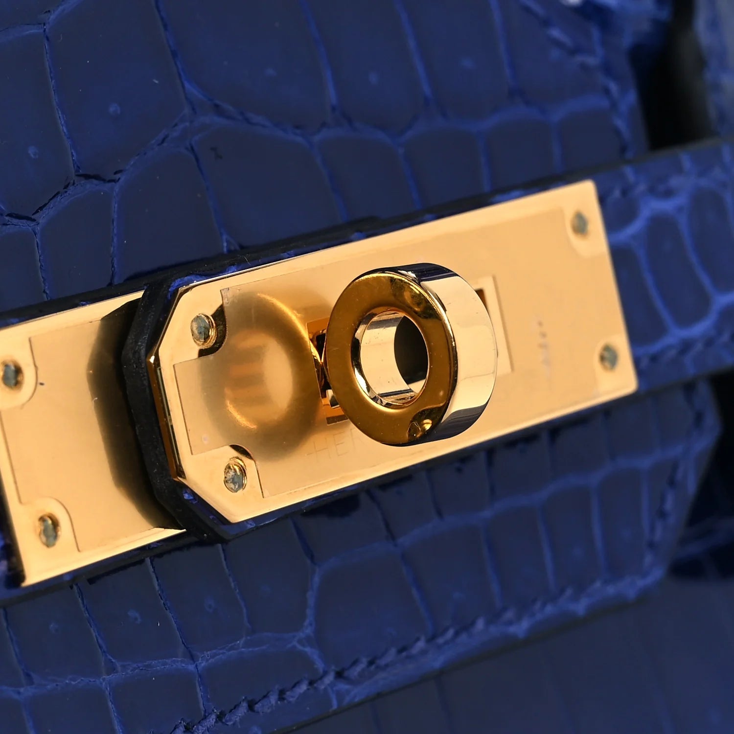 Shiny Porosus Crocodile Horseshoe Birkin 30 Bleu Electrique Magnolia