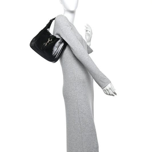 Patent Calfskin Small Jackie Shoulder Bag Black