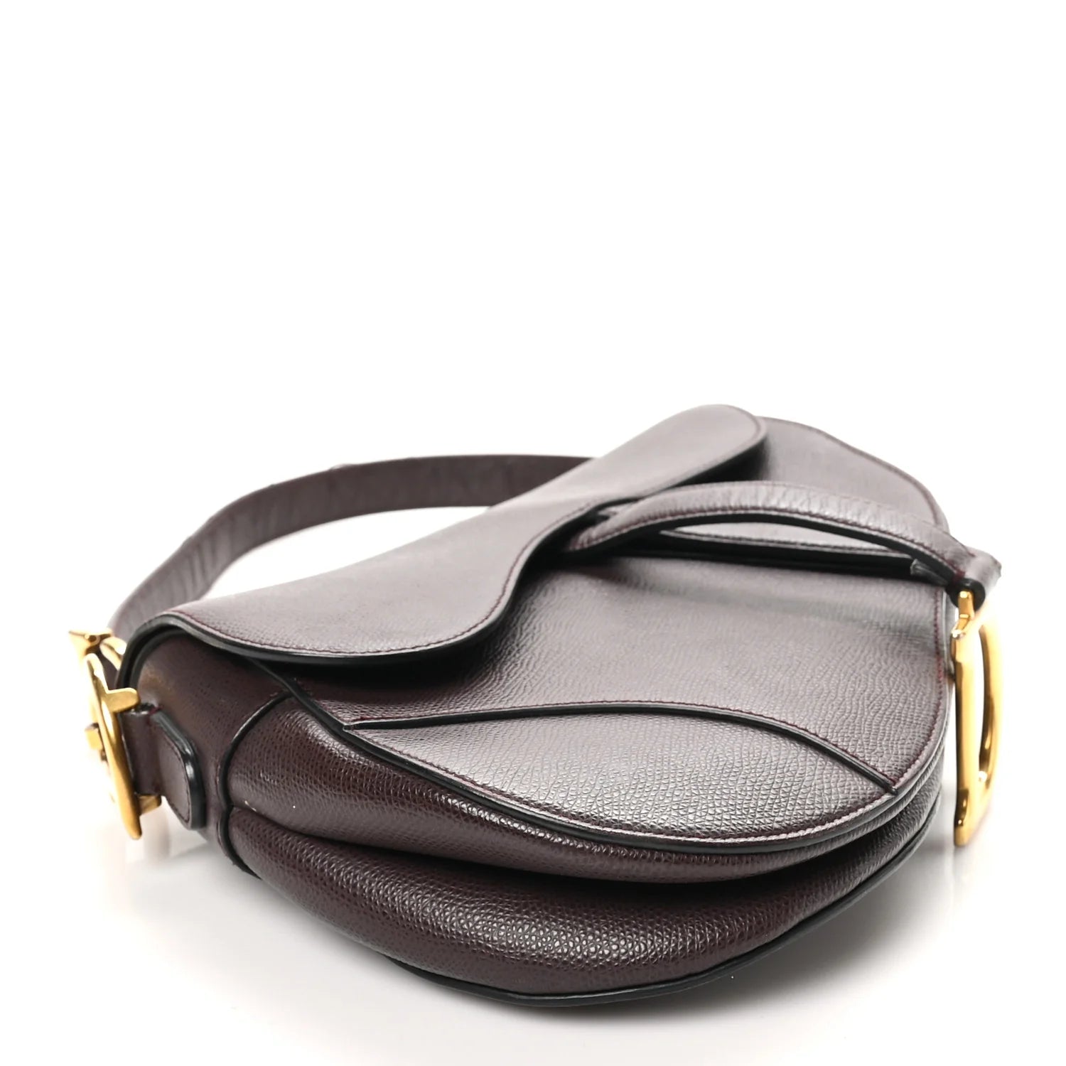 Grained Calfskin Saddle Bag Burgundy