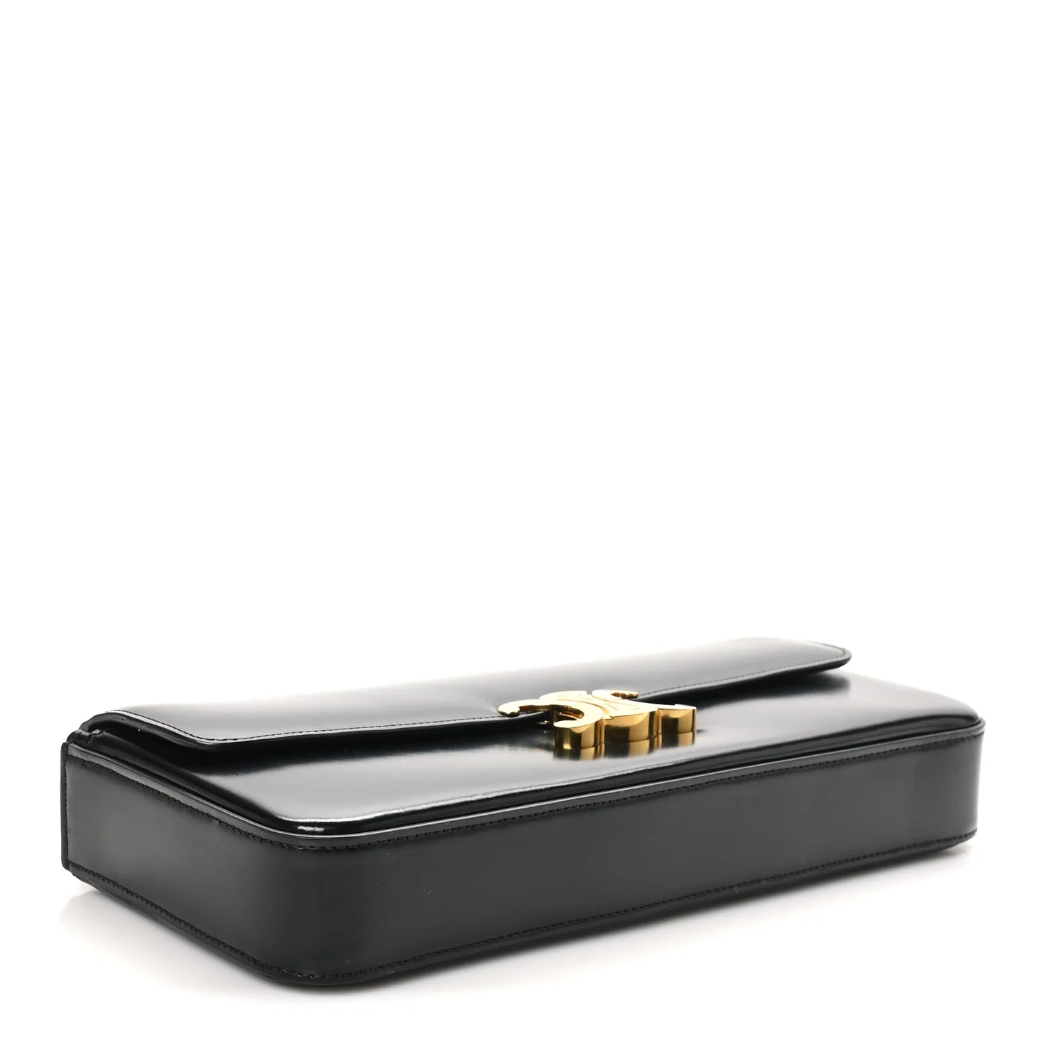 Shiny Calfskin Triomphe Chain Bag Black