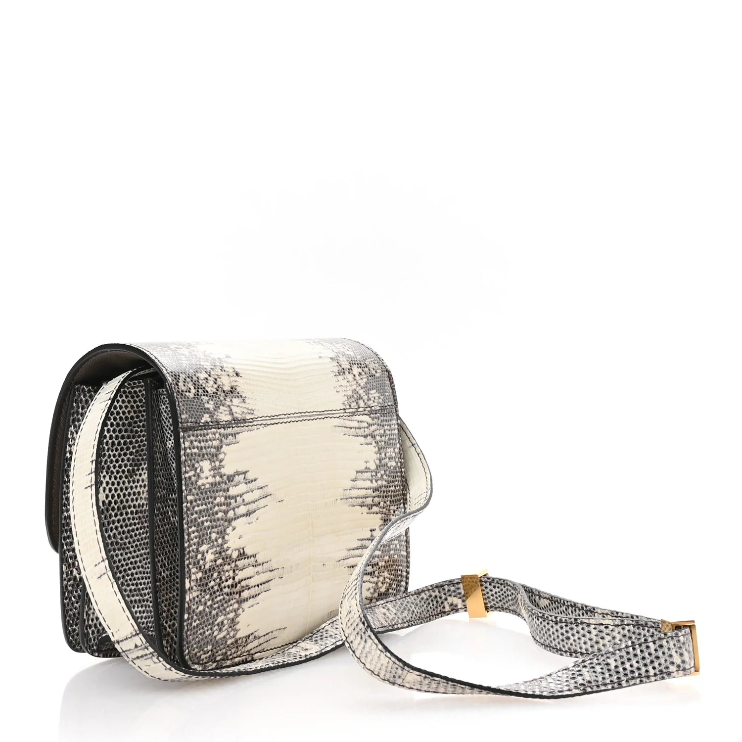 Lizard Small Classic Box Flap Bag Natural