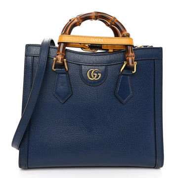 Textured Dollar Calfskin Web Small Diana Tote Bag Royal Crop